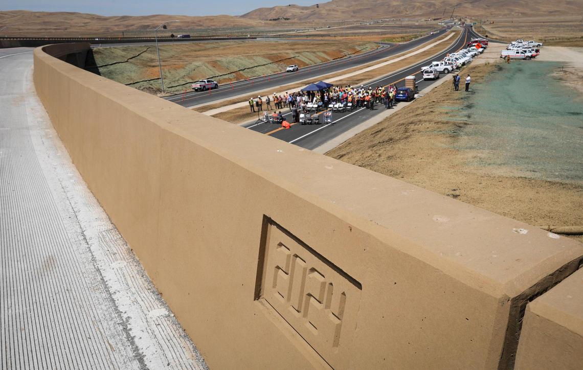 Caltrans District 5 and the San Luis Obispo Council of Governments (SLOCOG) gathered at the new Highway 41/46 flyover interchange on June 11, 2025, to celebrate completion of the project at the Cholame “Y.” The ongoing highway widening work in eastern San Luis Obispo County is expected to be complete in 2026.