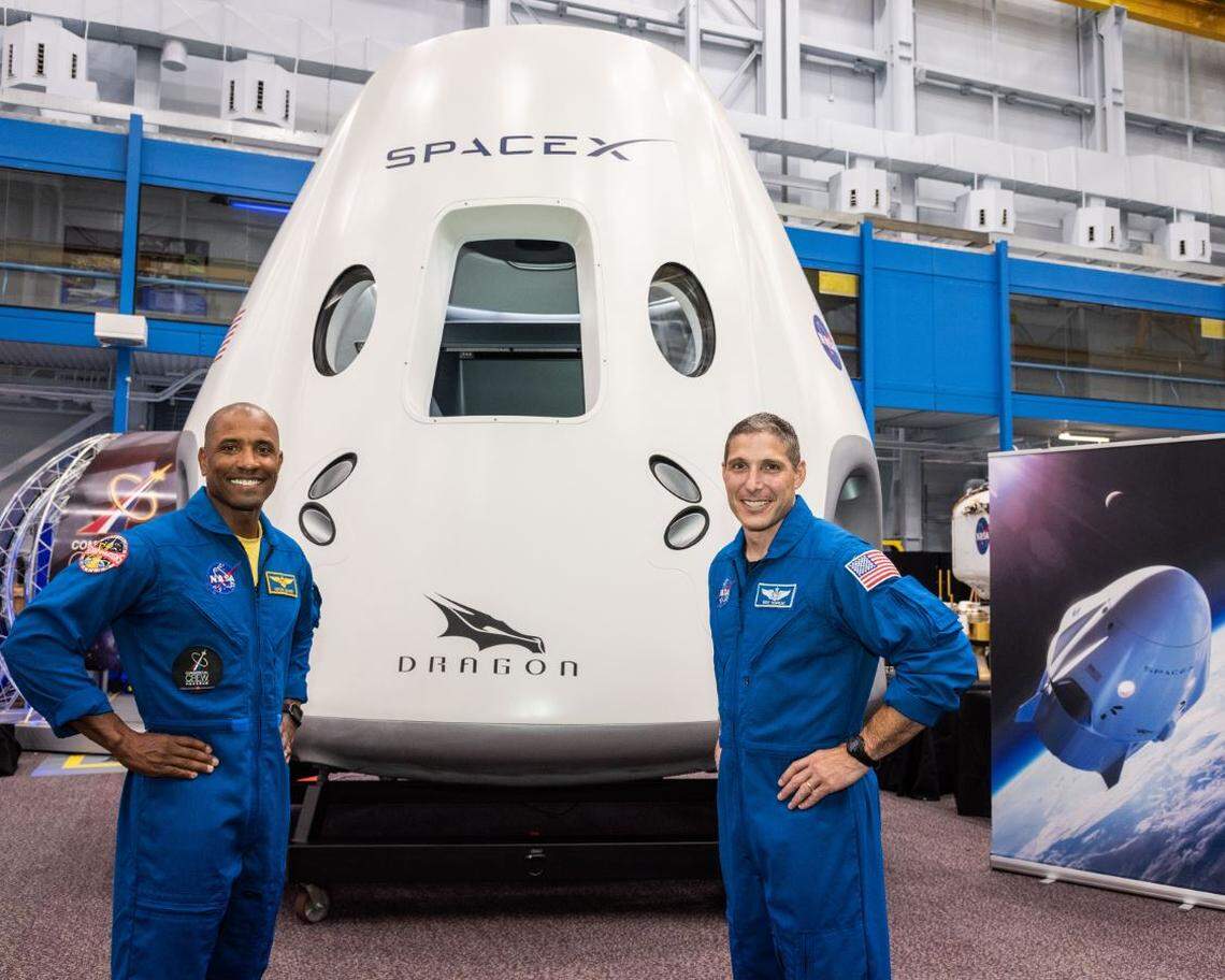 NASA astronauts Victor Glover, a 1999 Cal Poly graduate, and Mike Hopkins have been selected to fly Crew Dragon, a private spaceship built by SpaceX, to the International Space Station in 2019.