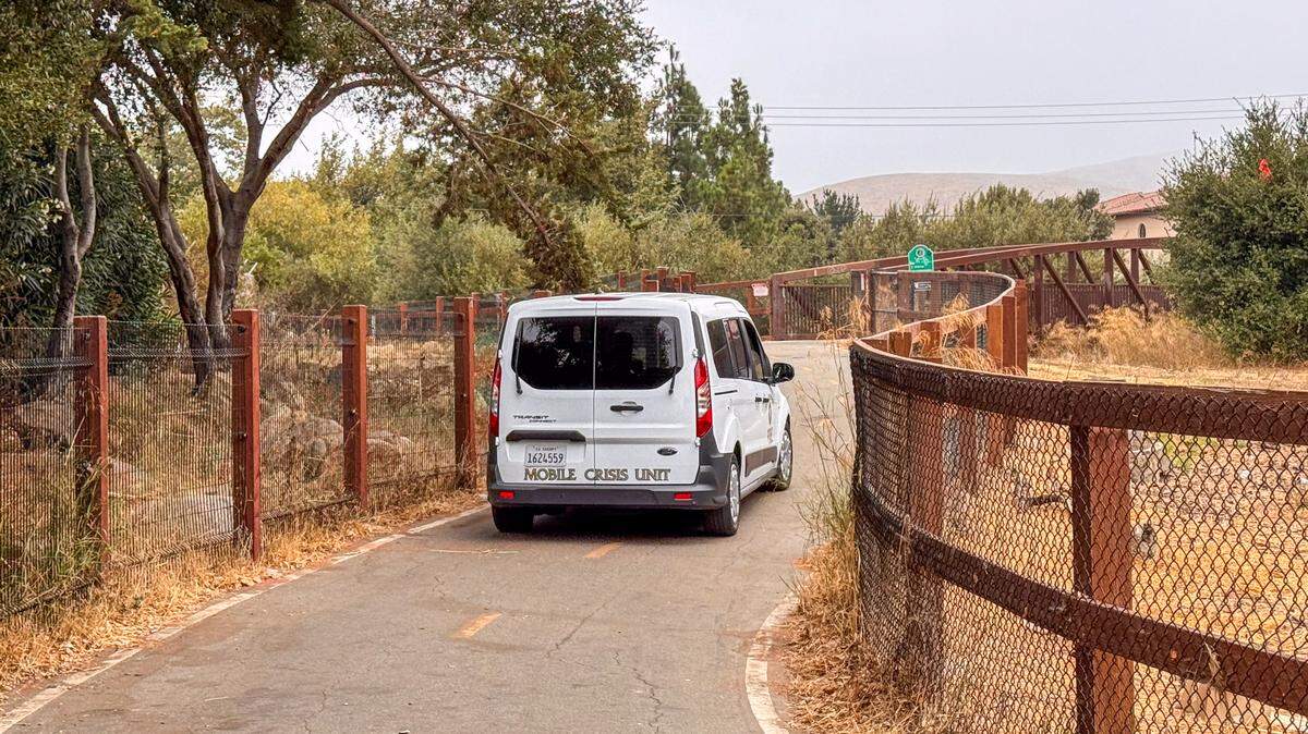 The San Luis Obispo Fire Department’s Mobile Crisis Unit vehicle rolls along the Bob Jones Trail on Wednesday, Oct. 9, 2024.