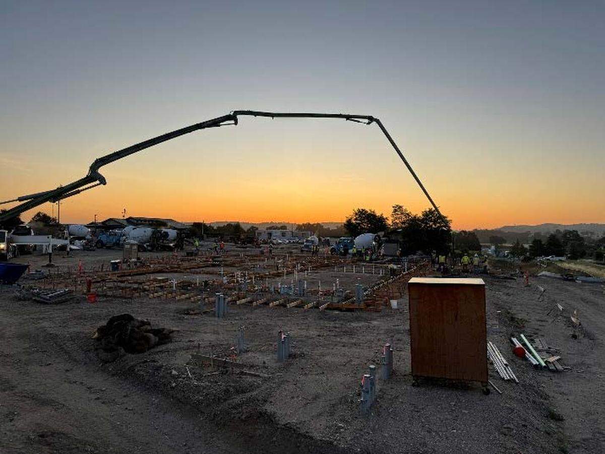 A sunrise photo captures construction of the Cal Fire and San Luis Obispo County Sheriff’s Office dispatch center in Templeton. The building is scheduled to be completed in August 2025.