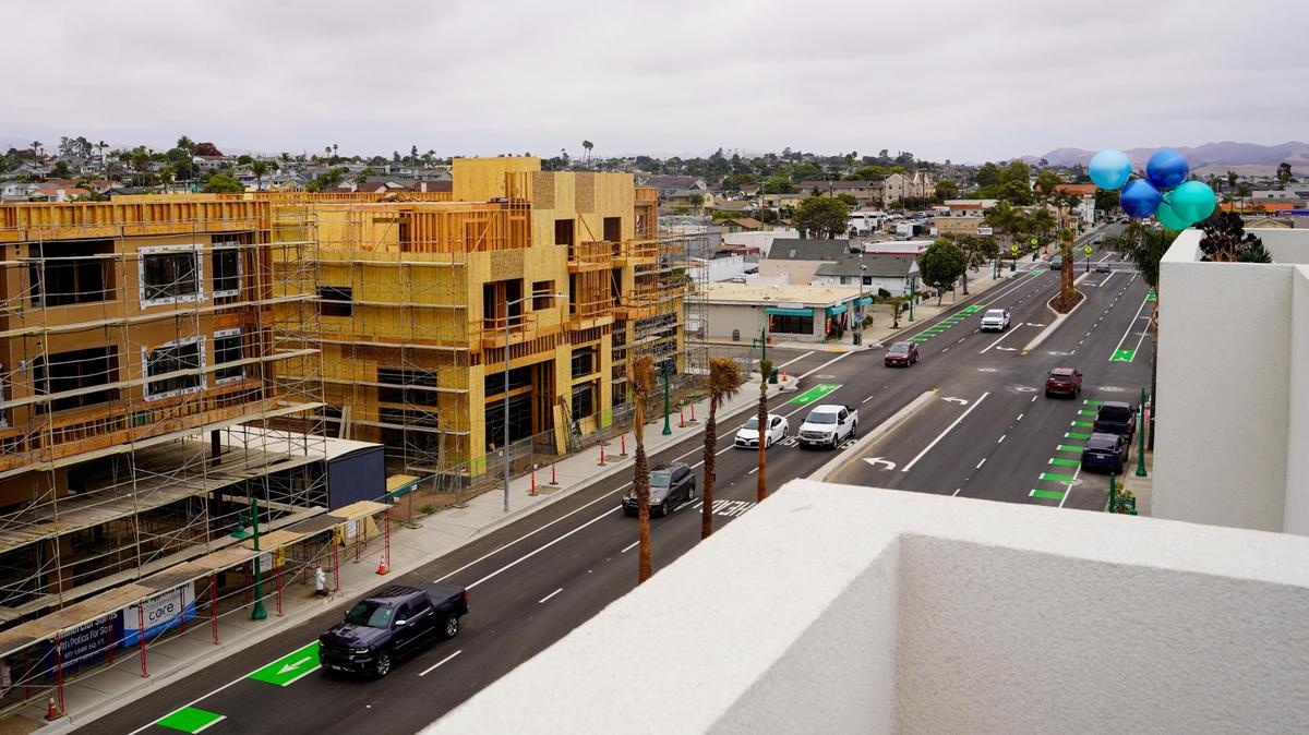 Developer Coastal Community Builders completed work on the Palladium housing development in downtown Grover Beach in early June, pictured Saturday, June 7, 2025. The development includes 37 condominium units priced between $400,000 and $500,000, and features a rooftop deck and barbecue spot.