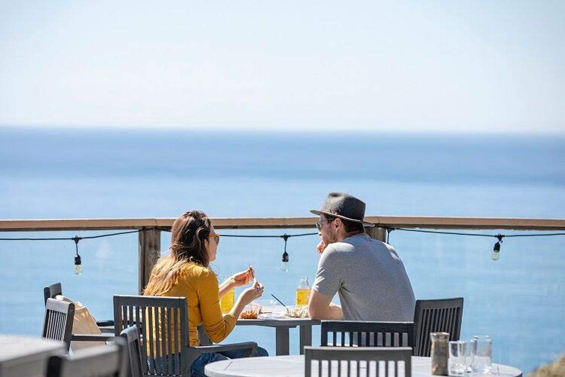 The rooftop terrace at Coast Big Sur has expansive ocean views.