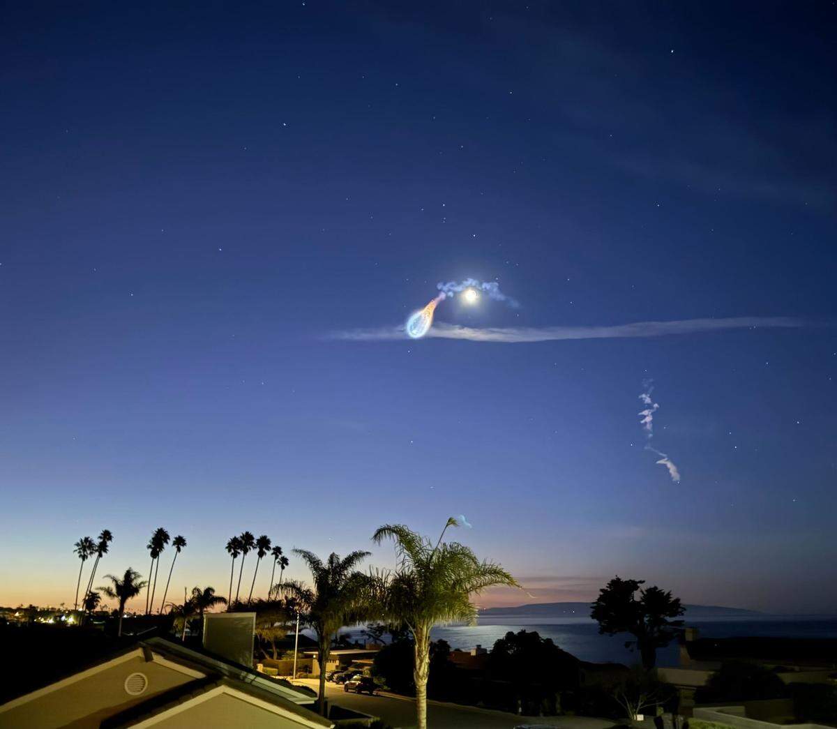 Shell Beach resident Erik Olson captured impressive photos from his balcony of the Falcon 9 SpaceX rocket launch out of the Vandenberg Space Force Base at the crack of dawn on Jan. 24, 2025.