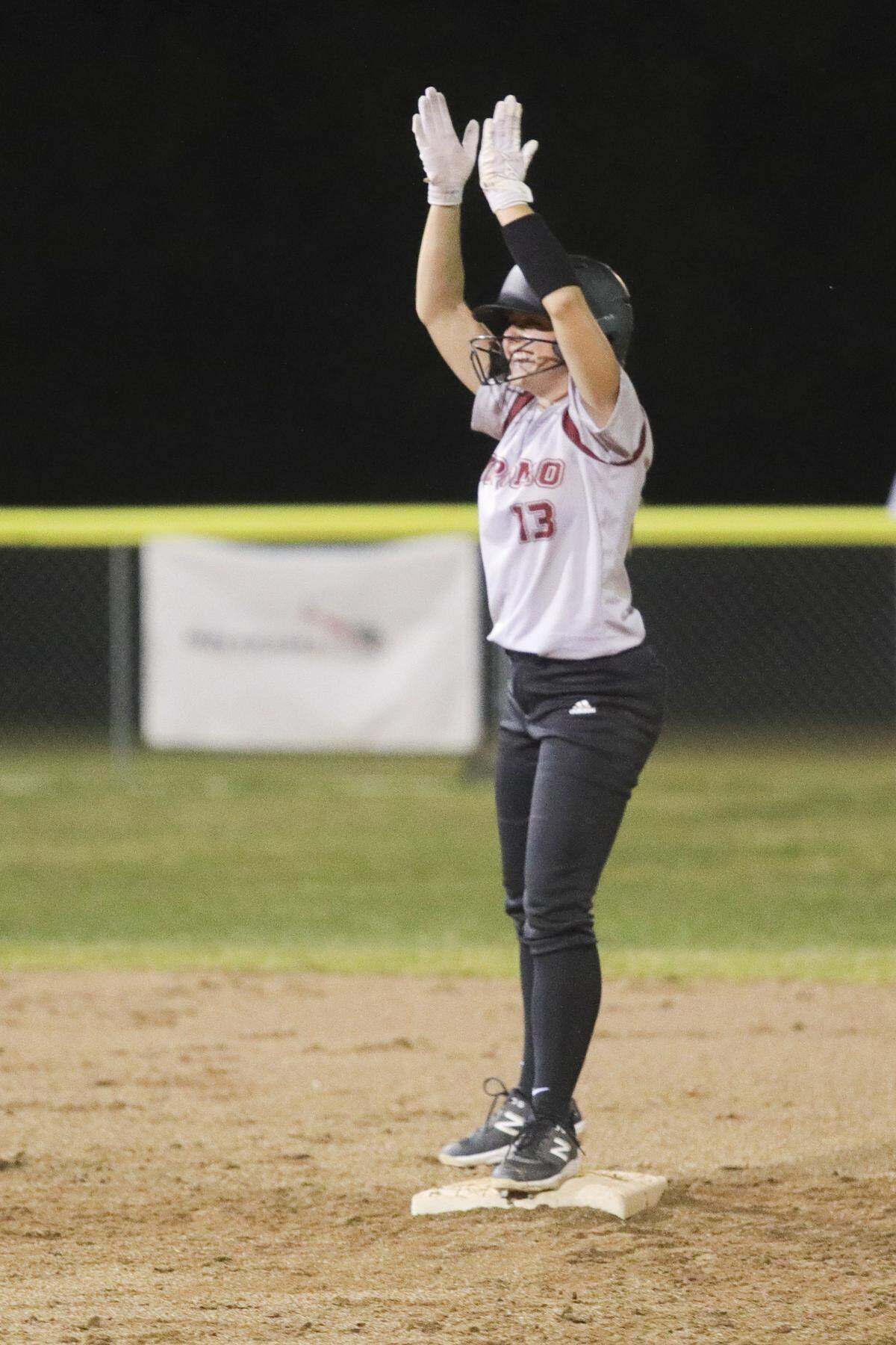 Sophie Quaresma celebrates knocking in a run. Nipomo beat Paso Robles 3-1 in a softball game delayed by heat on March 17, 2026.