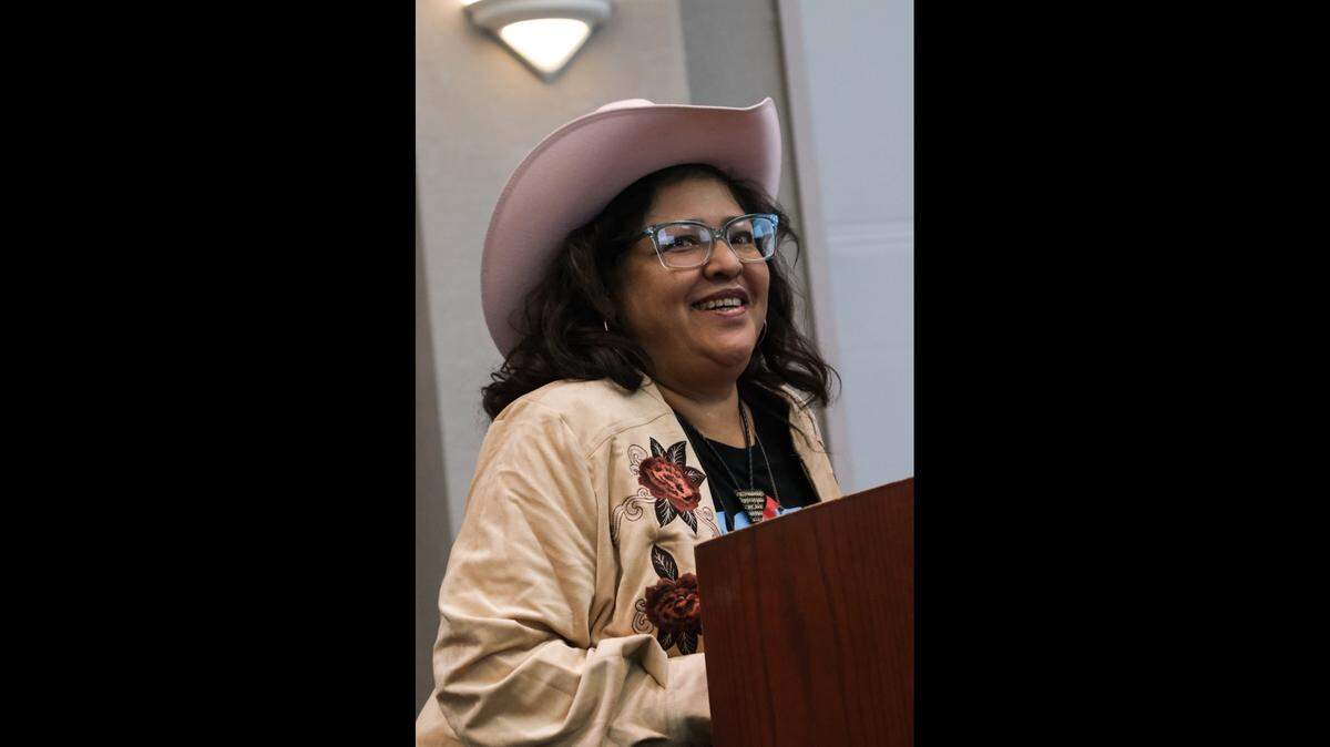 Paso Robles City Council candidate Linda George speaks during public comment at a Paso Robles City Council meeting on Election night on Nov. 5, 2024.