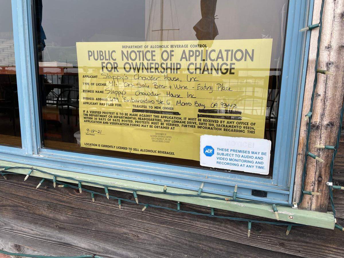 A sign in the window of the Blue Sky Bistro that announced the change in ownership listed Slappy’s Chowder House as the new owner. Slappy’s was incorporated in August 2021, and Roger Sharp is listed as its primary agent.&nbsp;