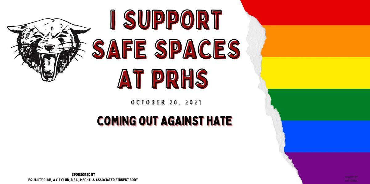 As a student at Paso Robles High School, Ava Hughes designed the “Coming Out Against Hate” banner for the October 2021 event, which was later signed by attendees and currently hangs in the school.