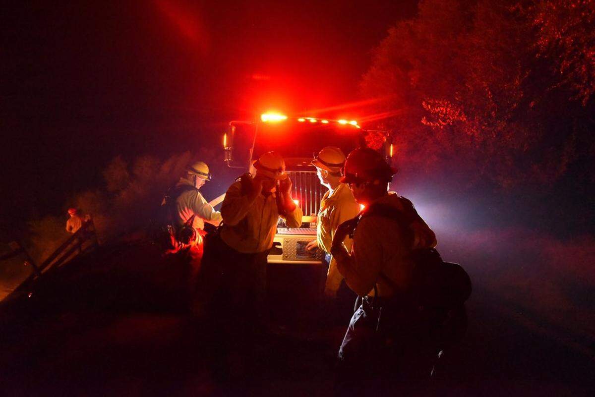 Scenes from the fire lines off CA Hwy-154 approximately 3 miles north of Santa Barbara.