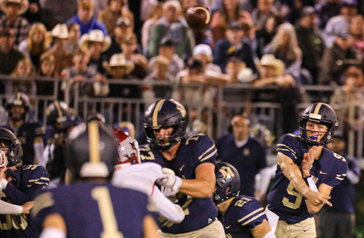 Colby White passes for Mission Prep. Mission Prep defeated Paso Robles 28-7 in a football game on Sept. 30, 2022, in San Luis Obispo.