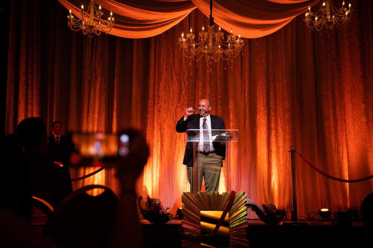 Ty Safreno celebrates his 2022 Citizen of the Year Award at the SLO Chamber of Commerce’s Annual Dinner on Saturday, Jan. 21, 2023.