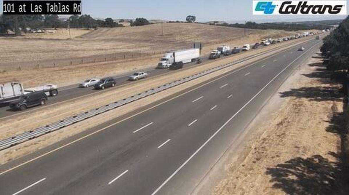Road work on Highway 101 caused traffic to slow to a crawl in northern San Luis Obispo County on July 2, 2024.
