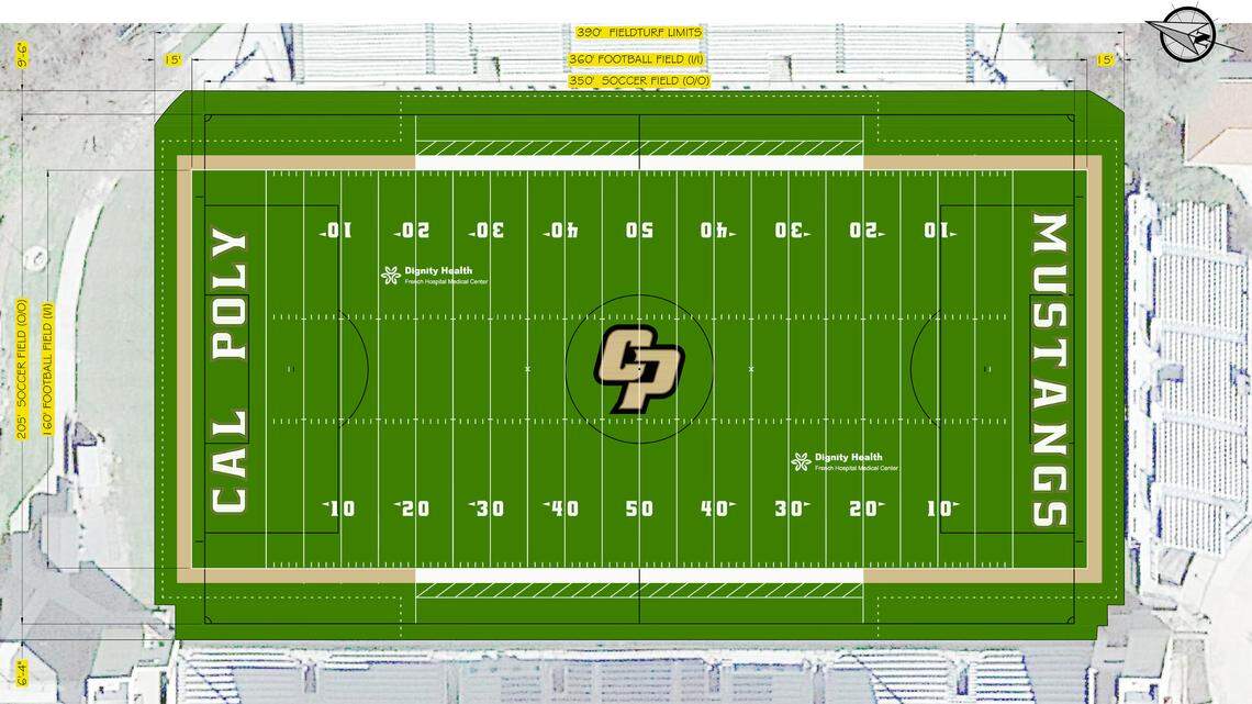 Grass is going away at Cal Poly’s Spanos Stadium in favor of artificial turf field