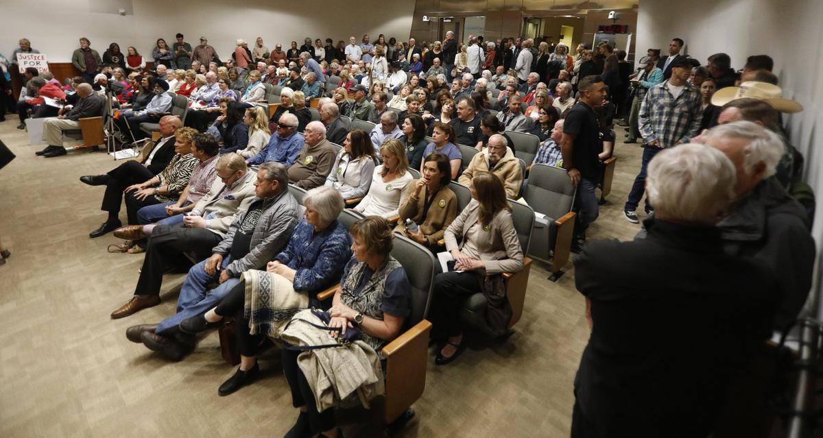A standing-room-only crowd filled the Board of Supervisors Chambers for the sheriff's candidate forum on Wednesday.