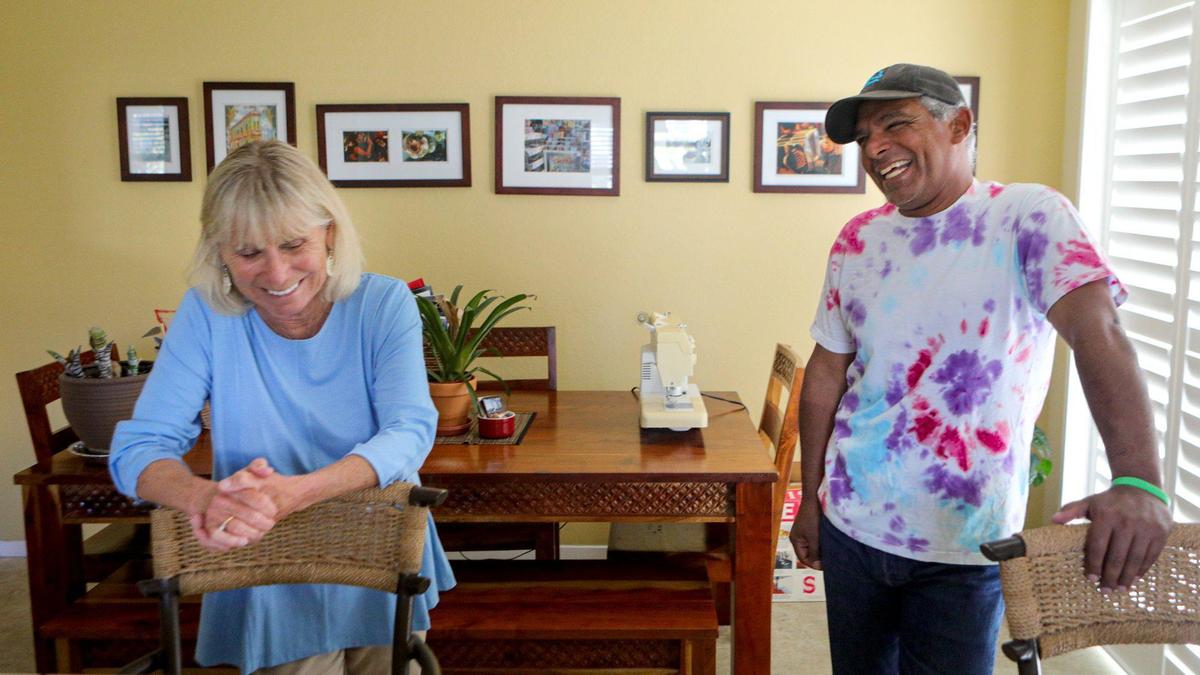 Bonnie Ernst had been renting out her Oceano home for AirBnB and Arul Teimouri was a guest since before the shelter in place order so they decided to continue. Both call themselves introverts so it hasn’t been difficult. 5-6-2020