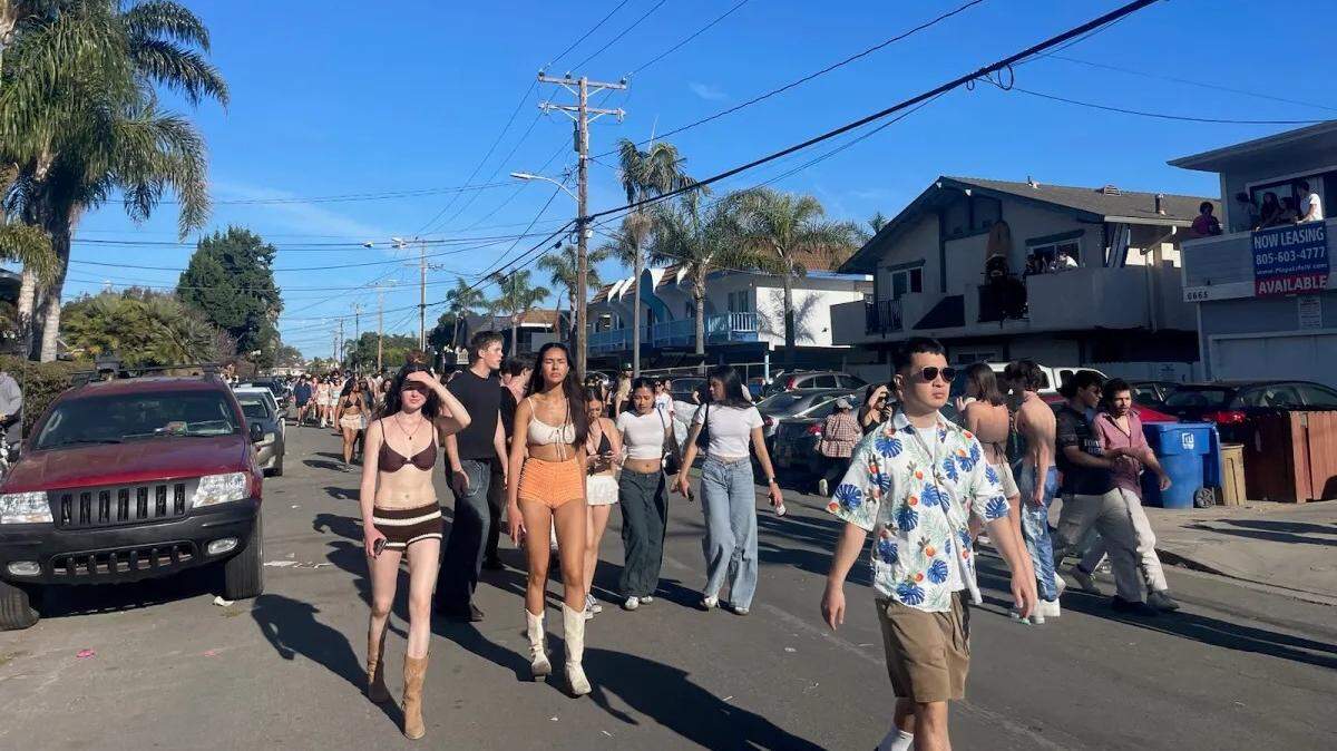 College students celebrated the annual Deltopia event in Isla Vista on Saturday, April 5, 2025. 