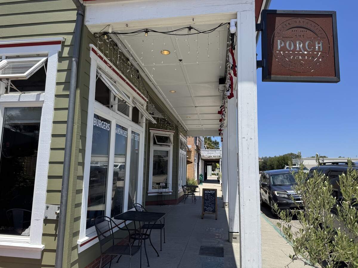 The Porch Cafe and Bar at 22322 El Camino Real in Santa Margarita on June 29, 2026.