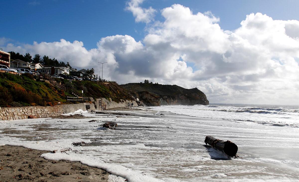 A powerful storm brought large, foamy waves to San Luis Obispo County on Sunday, Dec 11, 2022.