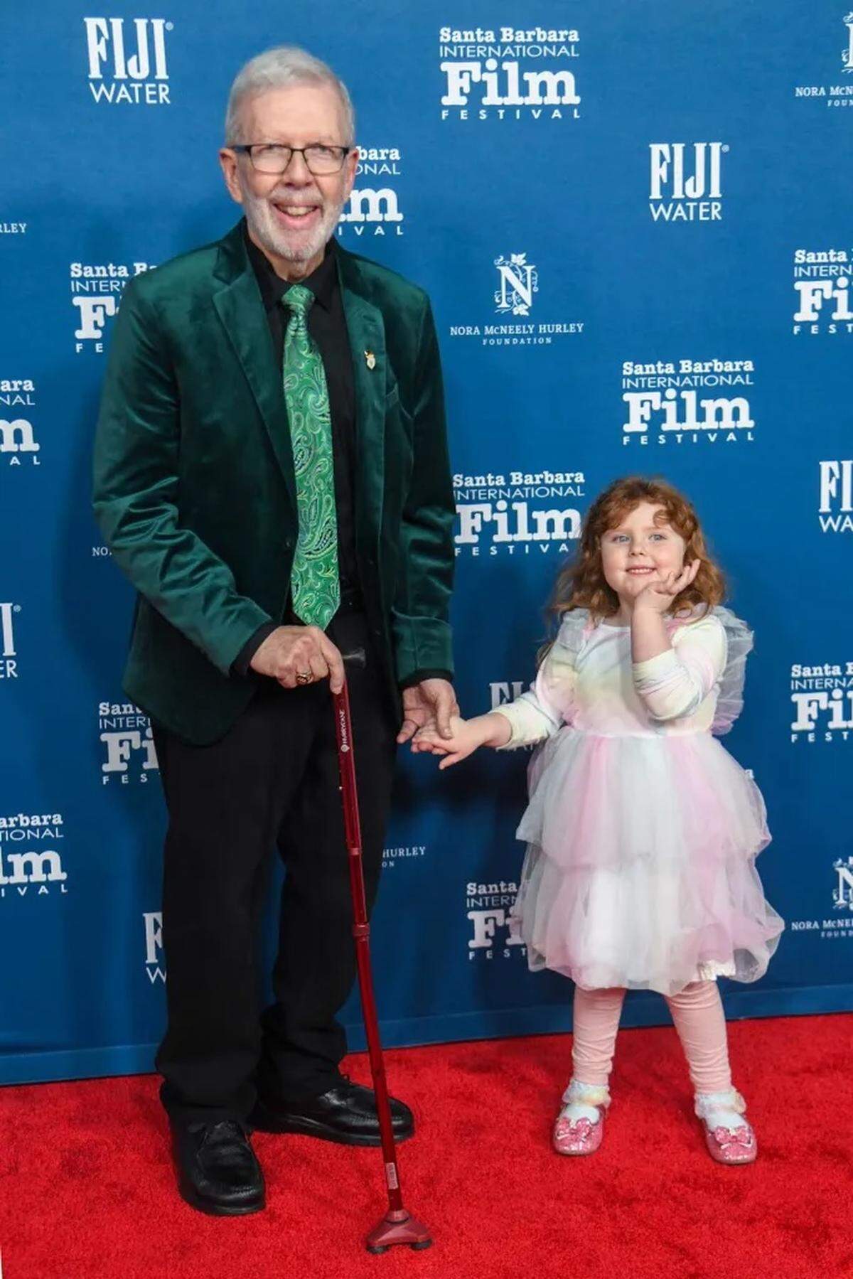 Leonard Maltin and his granddaughter walk the red carpet at the Santa Barbara International Film Festival Thursday night, Feb. 5, 2026.