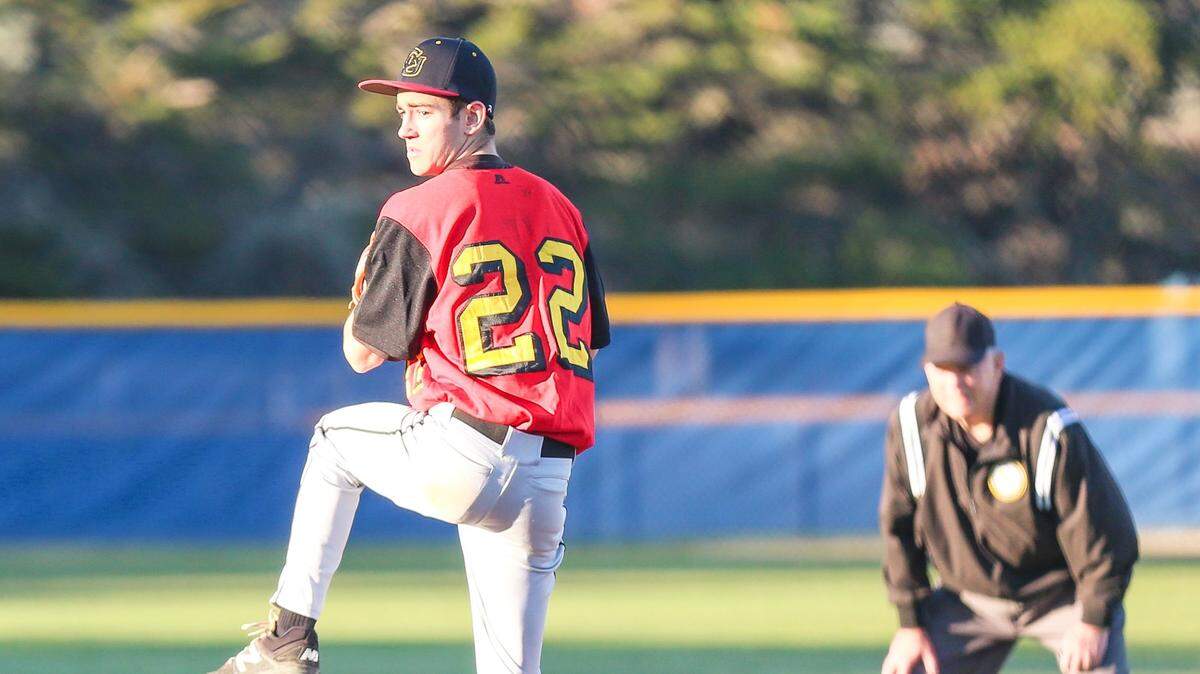 Coast Union High School pitcher David Amodei got some early season experience against Morro Bay on Feb. 19. The Coast Union field was unplayable, so the game was played at Morro Bay.