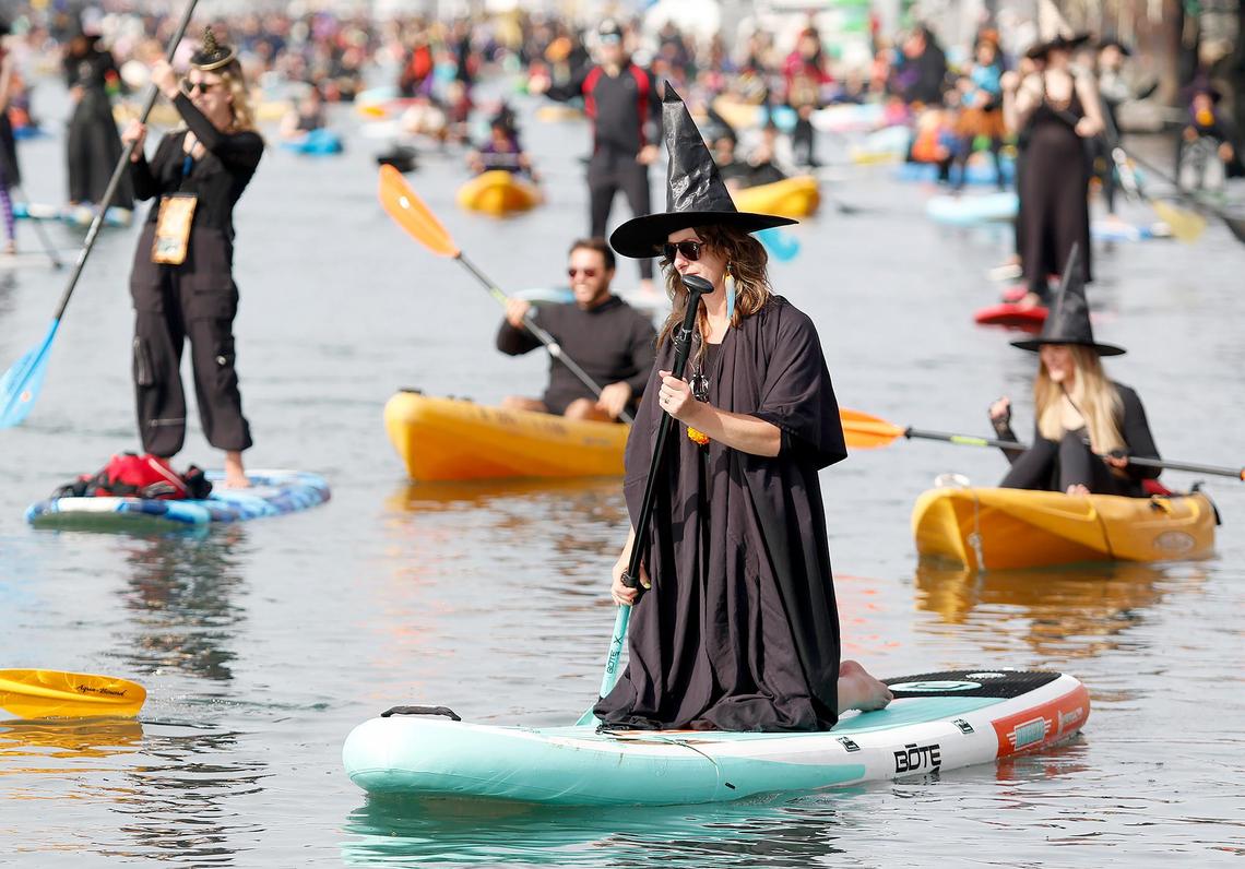 Witches and warlocks took over the waters in Morro Bay on Saturday, Oct. 26, 2024, for their annual cackling cruise around the harbor.