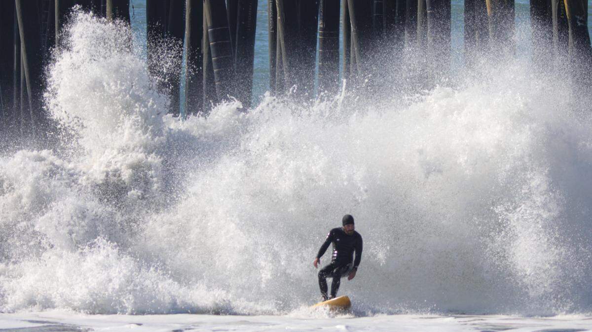 A high surf advisory has been forecast by the National Weather Service. Surfers enjoyed the ride Jan. 24, 2022 in Cayucos.