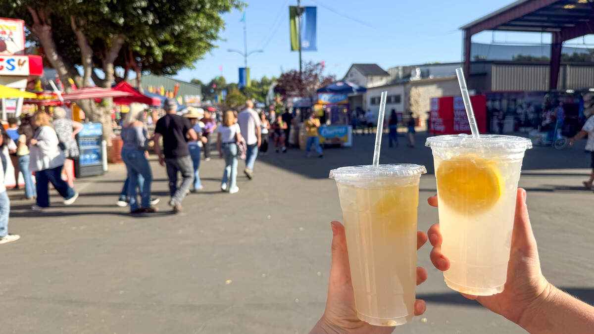 Fresh-squeezed lemonade proved a popular choice of beverage at the California Mid-State Fair on July 15, 2026. Temperatures soared past 100 degrees on opening day.