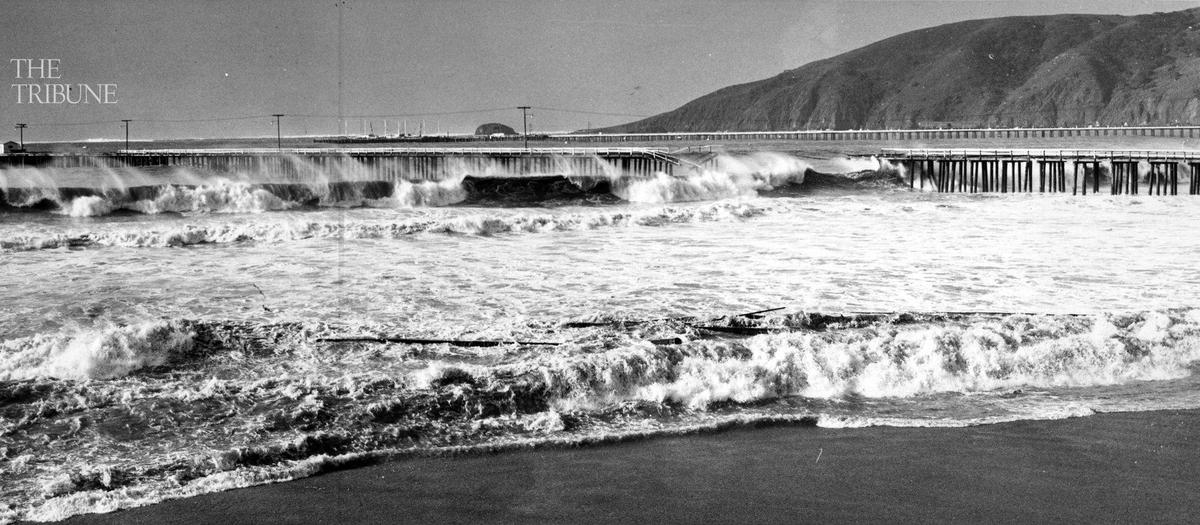 AVILA BEACH STORM DAMAGE ...The worst storm in many years struck with fury at Avila beach Feb 9, 1960. Huge waves hit the beach community shortly after 7 a.m. and tore out an estimated 100-foot section of the pier.