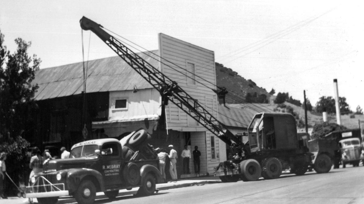 A runaway truck lost its brakes and drive train coming down Cuesta Grade in San Luis Obispo on April 2, 1953. Before the freeway was built, the highway came through downtown San Luis Obispo, and the truck crashed into the old Soda Works building on Nipomo Street.