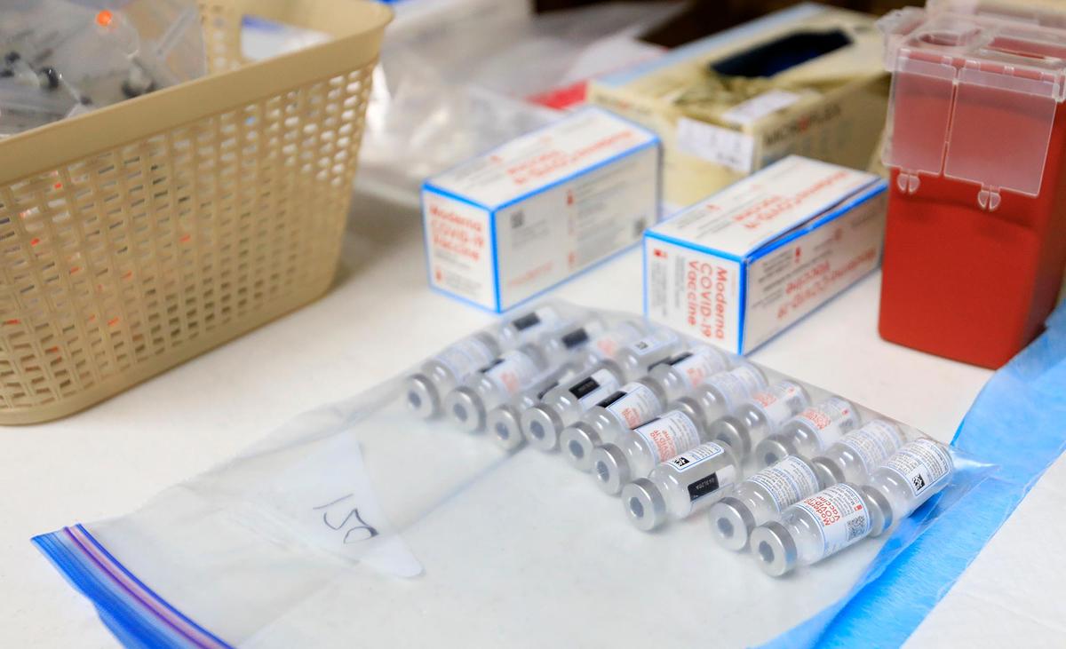 COVID-19 vaccine doses and supplies are ready for use at a coronavirus vaccination center at Paso Robles Event Center run by the San Luis Obispo County Public Health Department.
