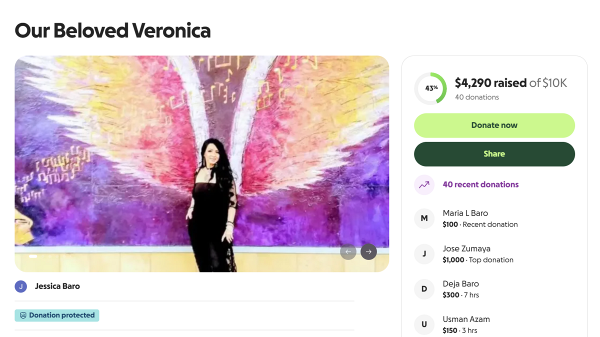 The family of Veronica Baro, a woman who was found dead in SLO on Feb. 12, 2026, launched a GoFundMe to raise money for a funeral service. Baro’s death was under investigation as a possible homicide, police said.