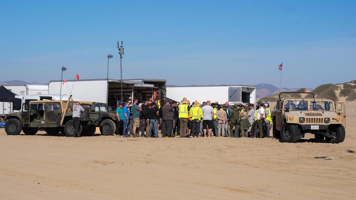 Apple Studios and Warner Bros. filming crews and production vehicles were spotted at the Oceano Dunes State Vehicular Recreation Area this week to shoot “F1,” a racing drama starring Brad Pitt Wednesday, Nov. 6, 2024.