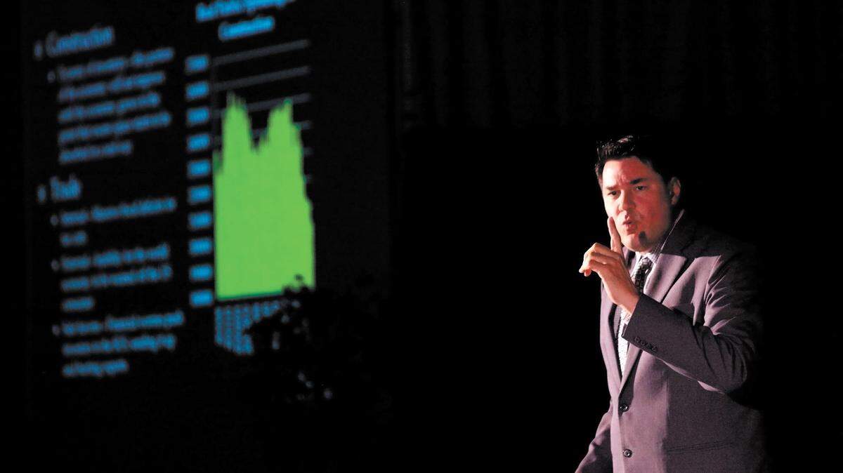 Christopher Thornberg, founding partner of Beacon Economics, speaks at the Central Coast Economic Forecast in November 2012.