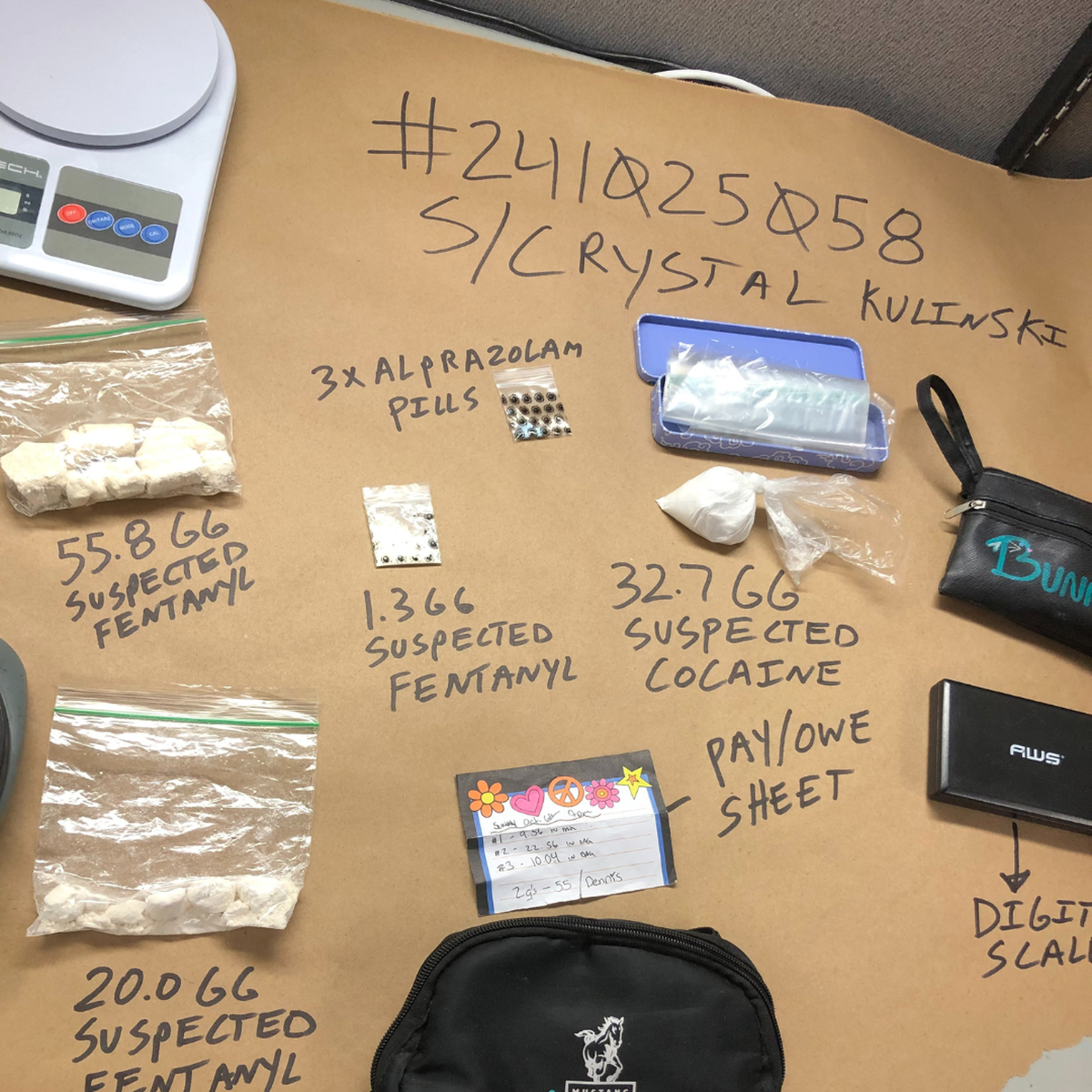 Crystal Kulinski was arrested in SLO in October during a probation check, when she was found to be in possession of suspected fentanyl, meth and cocaine, police say.