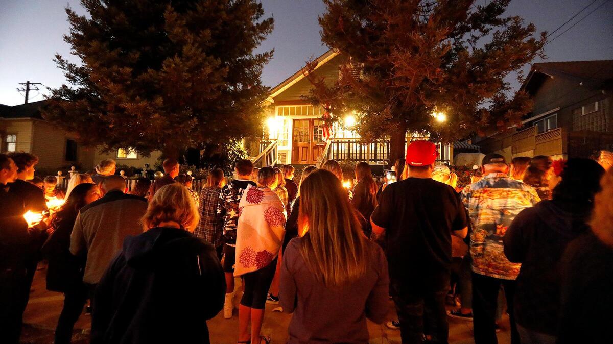 More than 250 supporters attend a candlelight vigil for Kristin Smart in front of Flores family home in Arroyo Grande in 2019. A vigil will be held in Smart’s honor at Downtown City Park in Paso Robles on Saturday, April 17, 2021.