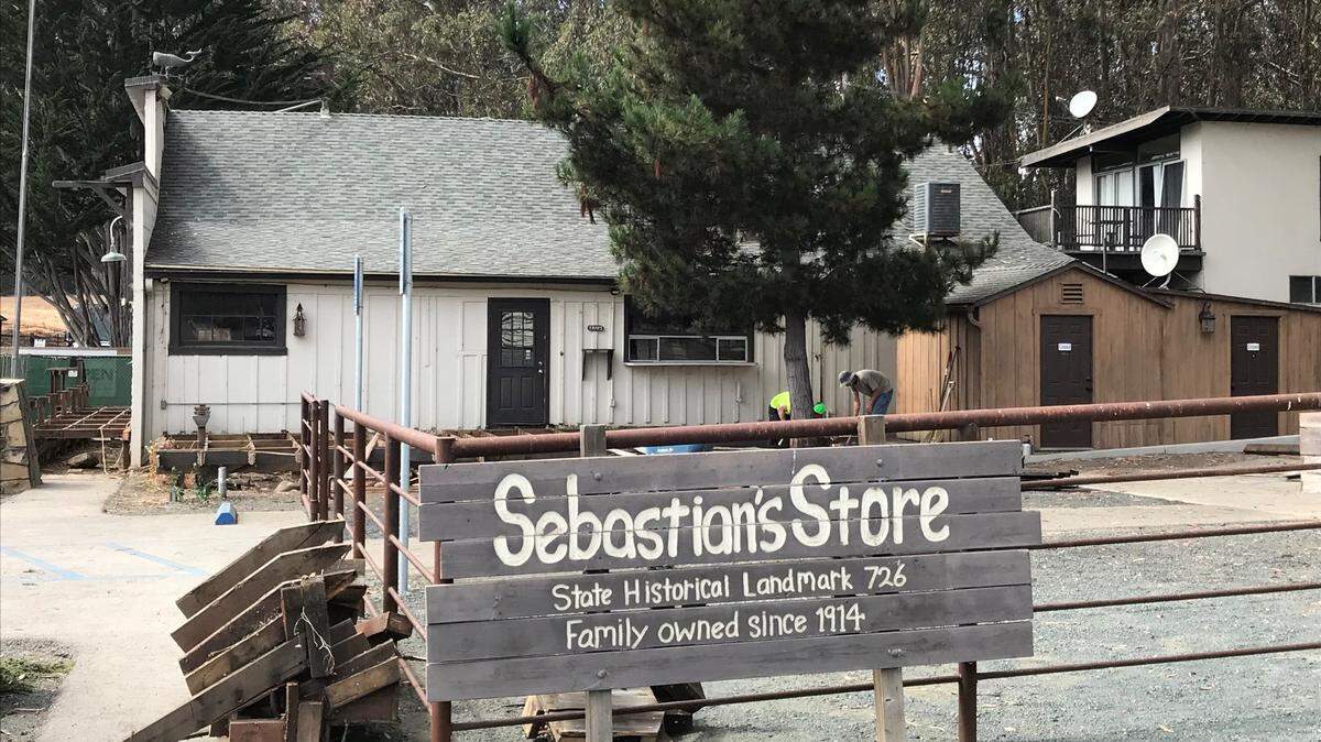 Work to restore the circa-1870s Sebastian’s General Store, a state historic monument in San Simeon, began on Monday, Sept. 20, 2021.