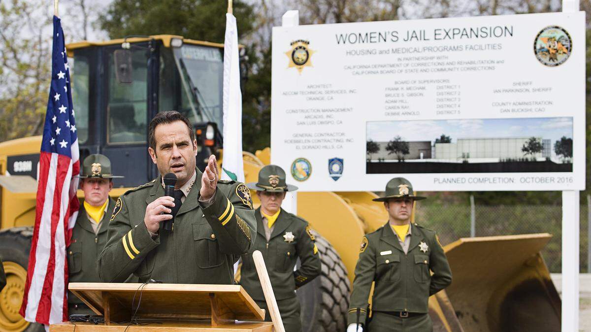 Sheriff Ian Parkinson thanks those involved in the women's jail expansion project during Friday's groundbreaking ceremony.