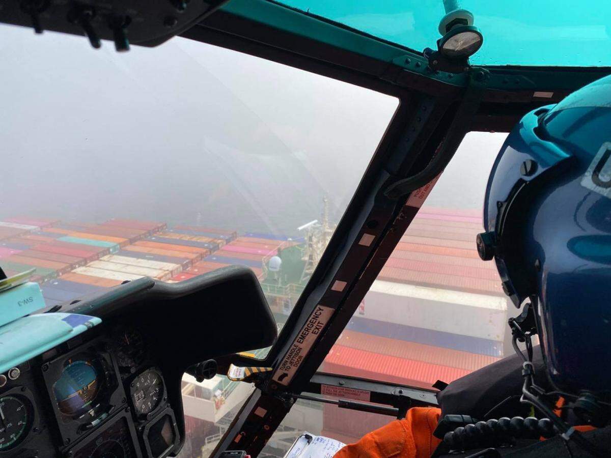 An MH-65 Dolphin helicopter crew from Air Station San Francisco Forward Operating Base medevaced an injured man Friday from a commercial cargo ship more than 46 miles west of San Luis Obispo.