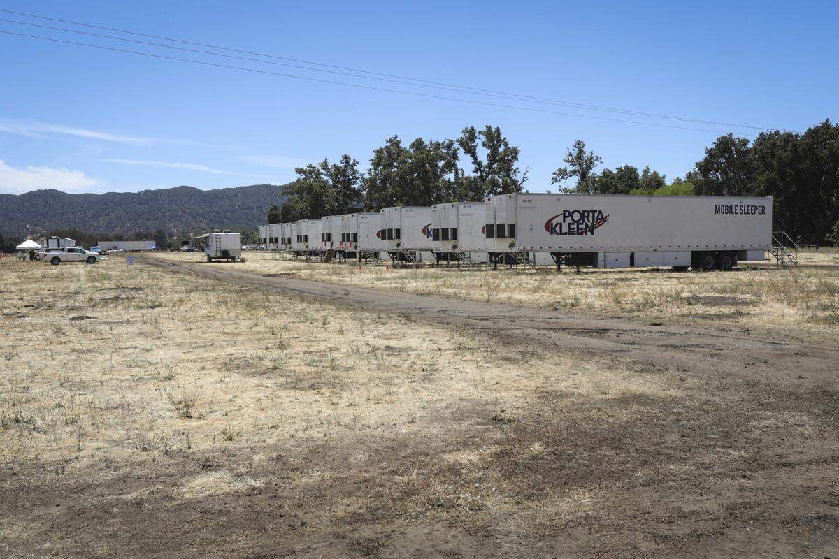 A second fire camp was assembled at Santa Margarita Ranch, seen here on Aug. 7, 2025. It serves thousands of firefighters working shifts on the Gifford Fire.
