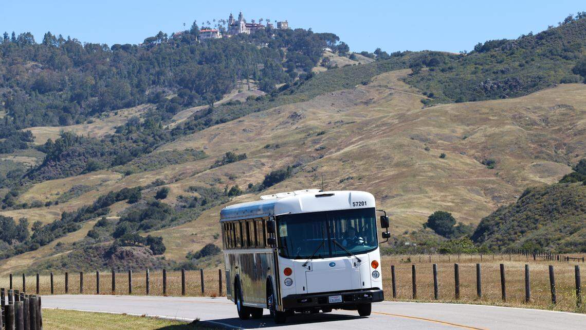 Tour buses have returned to Hearst Castle, which reopened Wednesday, May 11, 2022, after a two-year closure due to COVID-19 and road repairs.