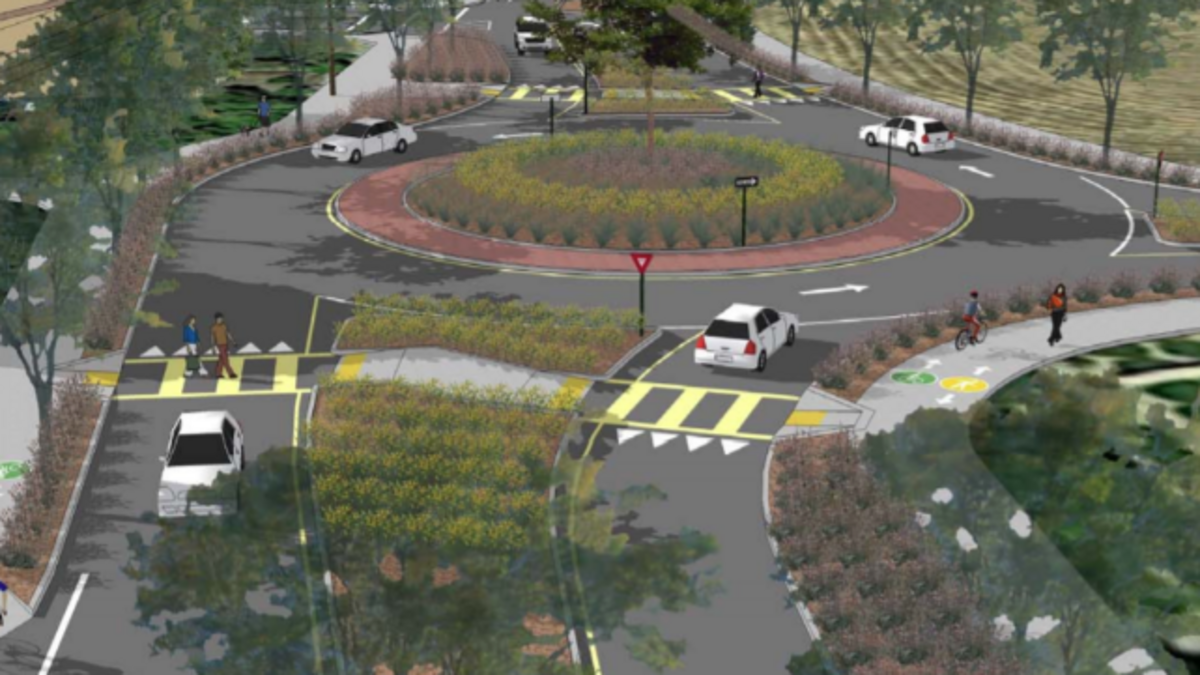 A rendering shows the anticipated roundabout at Creston and Rolling Hills Road as part of second phase of Paso Robles’ Creston Road Corridor Improvements Project starting July 13, 2026.