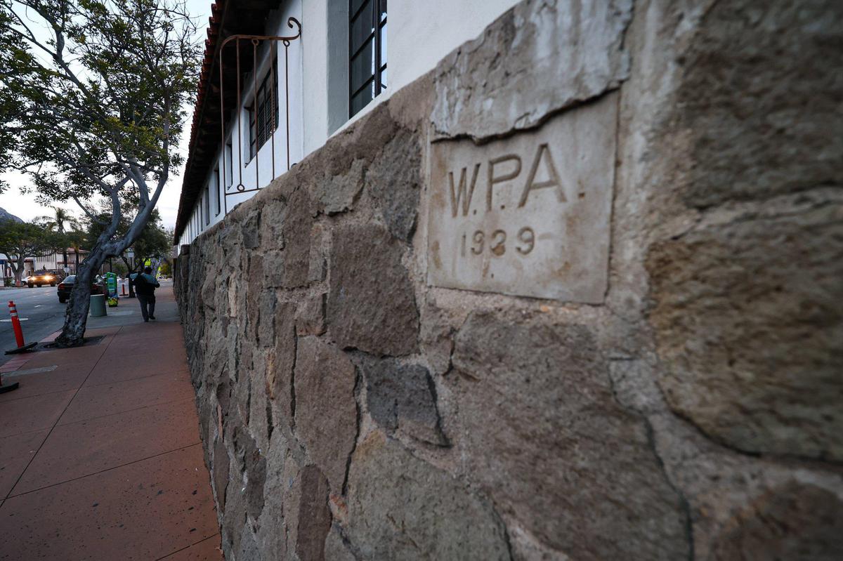 This retaining wall on Broad St. at Mission San Luis Obispo was built by Works Progress Administration masons in 1939 seen here Feb. 2, 2023.