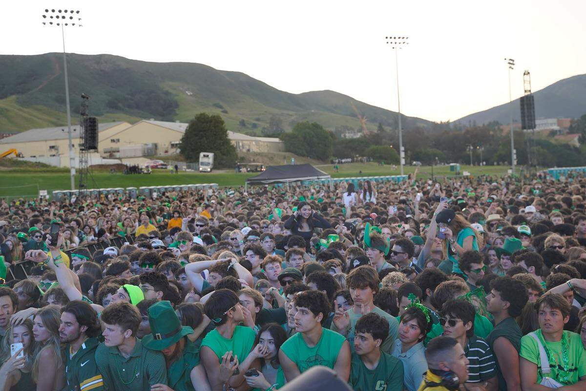 Thousands of students flocked to the second annual Morning on the Green music festival in the early morning hours of March 14, 2026. The music festival is an attempt to curb St. Fratty’s Day street partying in the neighborhoods near Cal Poly.