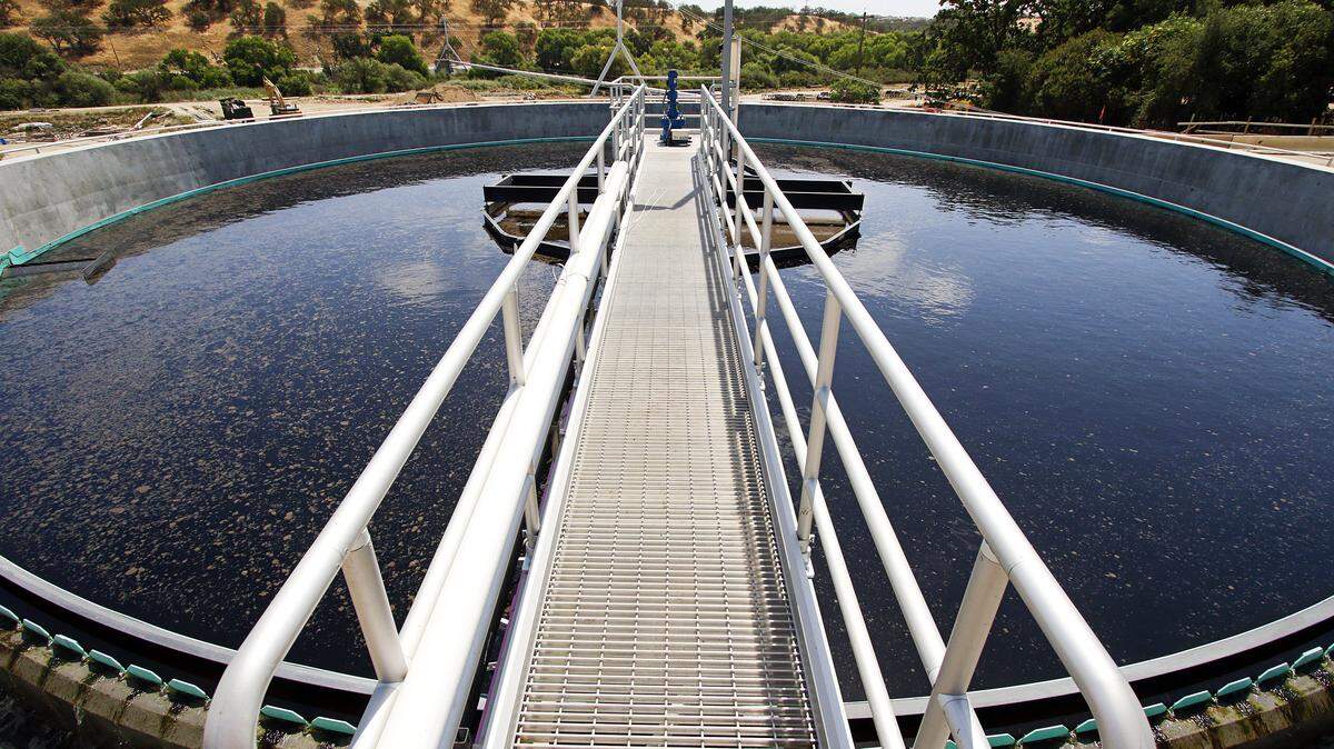 One of the new circular clarifiers at the Paso Robles sewage treatment plant.