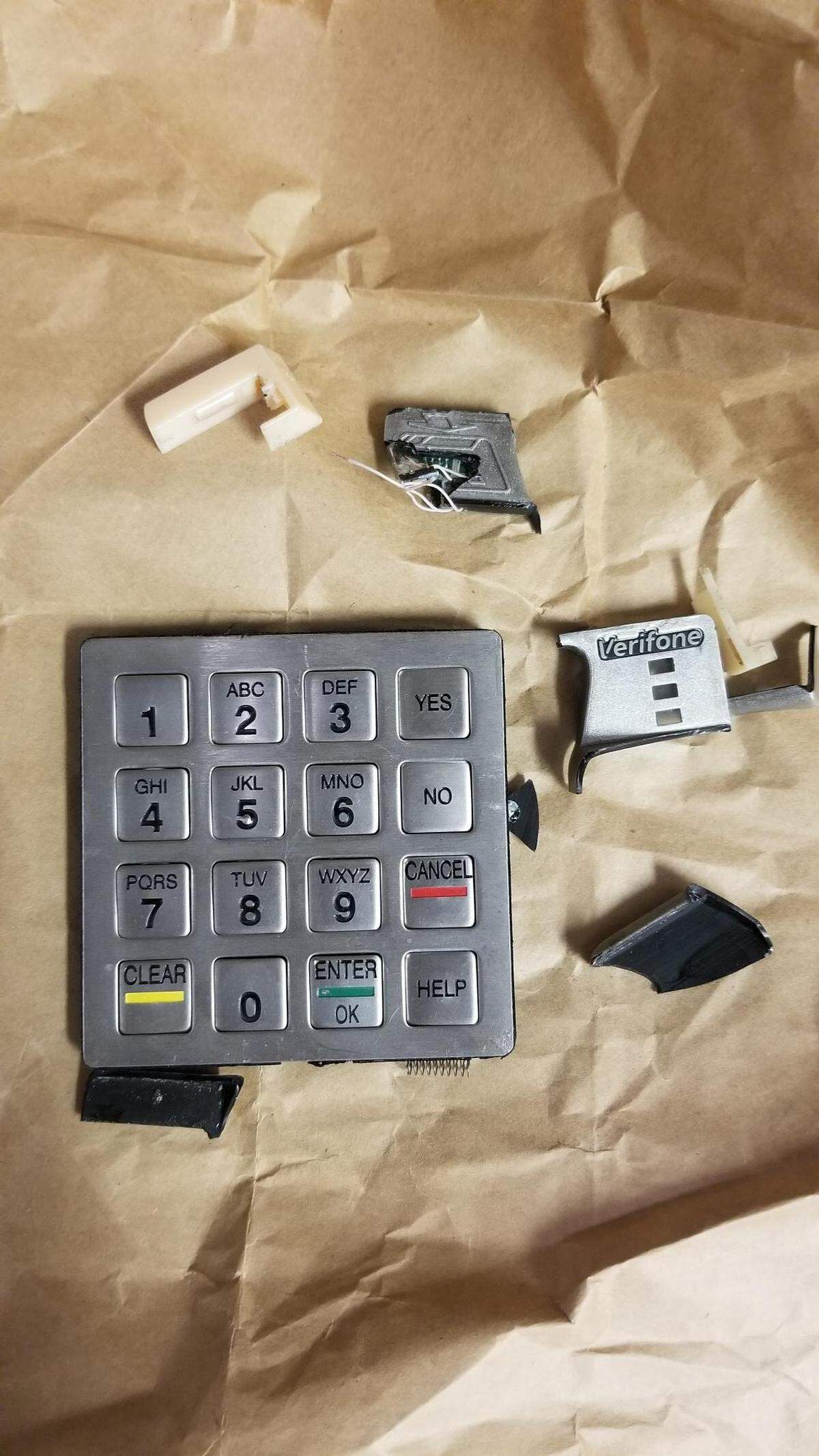 A skimmer device found at the Shell gas station on Madonna Road in San Luis Obispo on July 10, 2022.