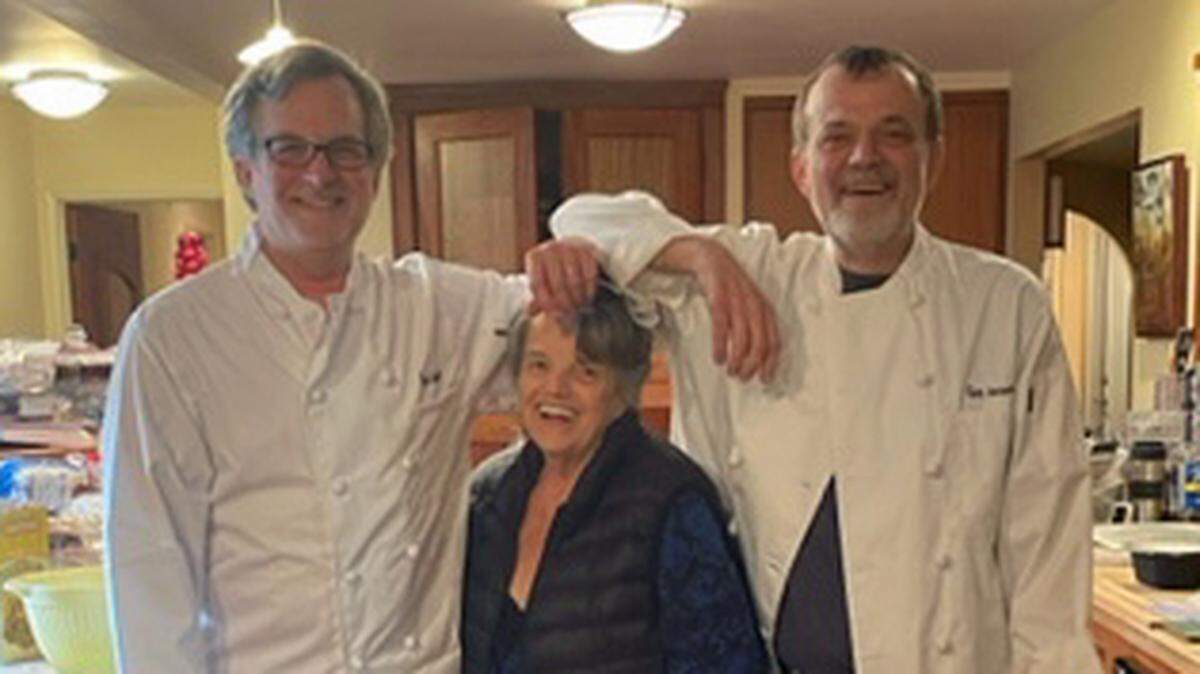 Sean Tanner at left and Brian Tanner at right strike an oft-repeated pose with their mom, Cambrian columnist Kathe Tanner.