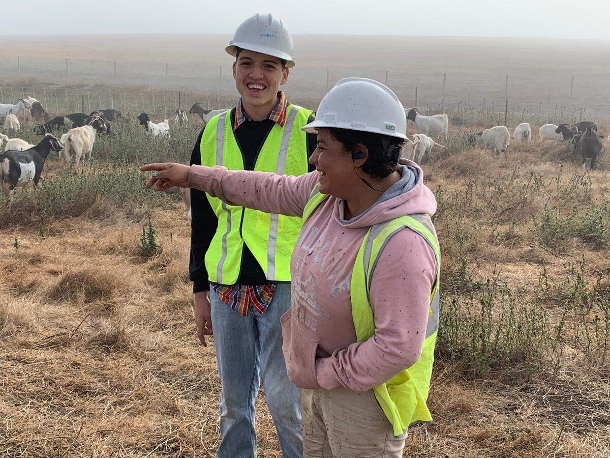 Shepherdess Margarita “Maggie” Aceves and her 17-year-old nephew Theodore Moreno keep an eye on the goats along Highway 1. The two are carrying on a family tradition of animal herding.