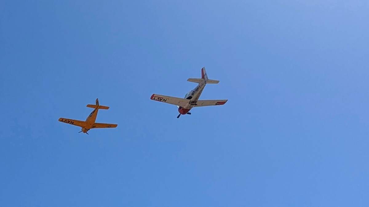 Two vintage U.S. Navy aircraft flew over downtown Templeton during the town’s annual Fourth of July Parade on Saturday, July 4, 2026.