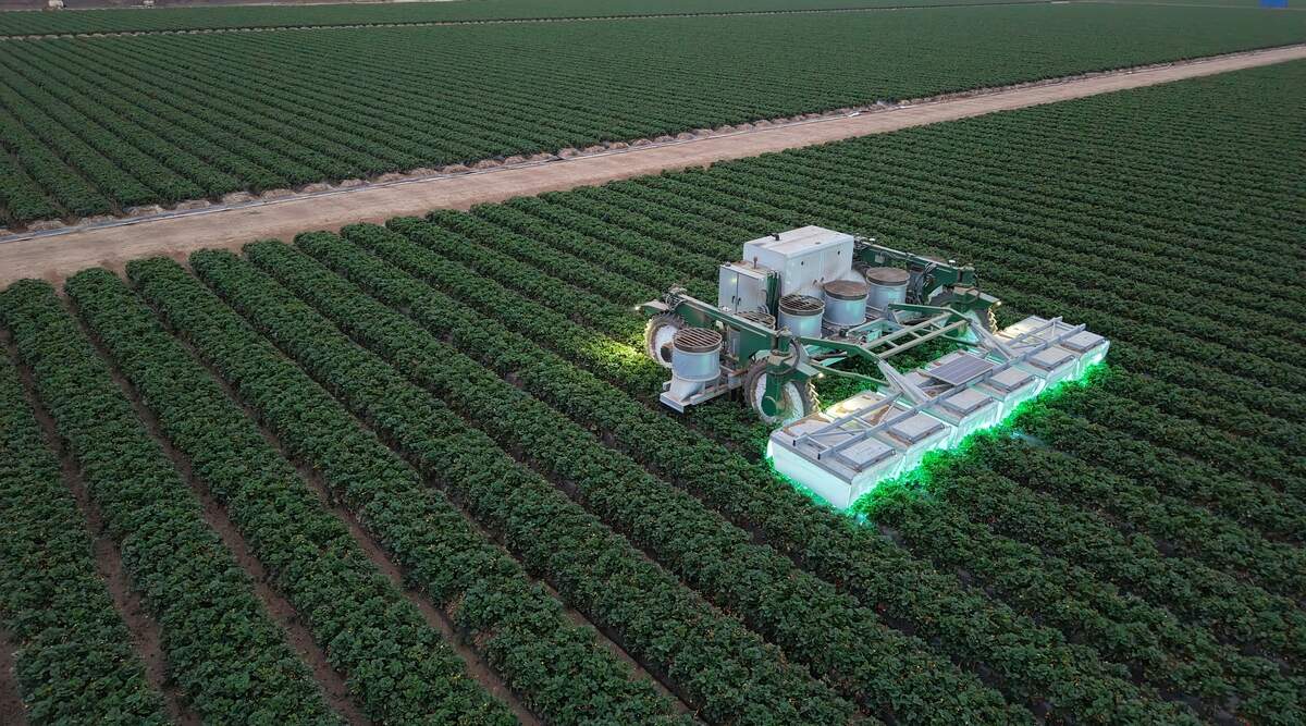 Tric Robotics works with farmers to deploy tractor-scale robots that use ultraviolet light in place of chemical pesticides on crops.