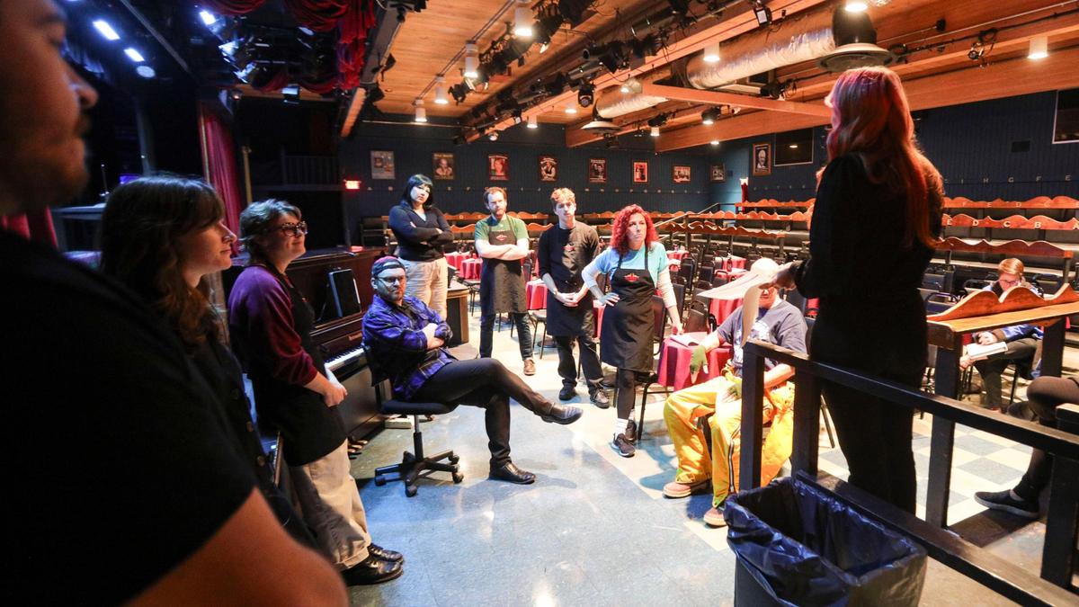 House manager Anya Rosa-Quade goes over last minute notes before the doors open at The Great American Melodrama & Vaudeville seen here on Jan 31, 2025.
