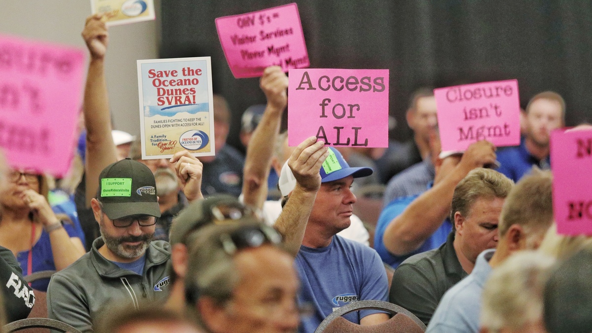 Hundreds of off-road vehicle enthusiasts from across the state are attending a Coastal Commission meeting in San Luis Obispo to argue in favor of protecting OHV use at the Oceano Dunes State Vehicular Recreational Area.